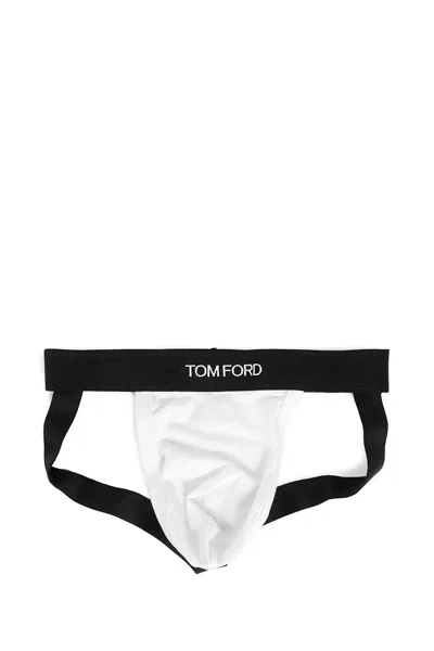 Tom Ford Cotton Blend Regular Fit Jock Strap In Black&white
