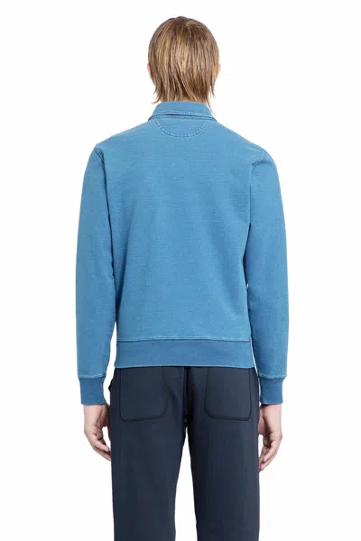Tom Ford Polo-collar Cotton-blend Sweatshirt In Blue