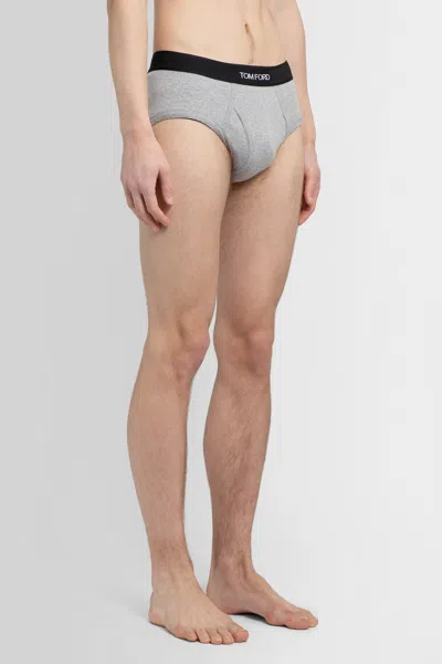 Tom Ford Stretch-cotton And Modal-blend Briefs In Grey