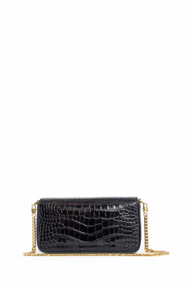 Tom Ford Mini Shoulder Bag In Stamped Crocodile Calf Leather In Black