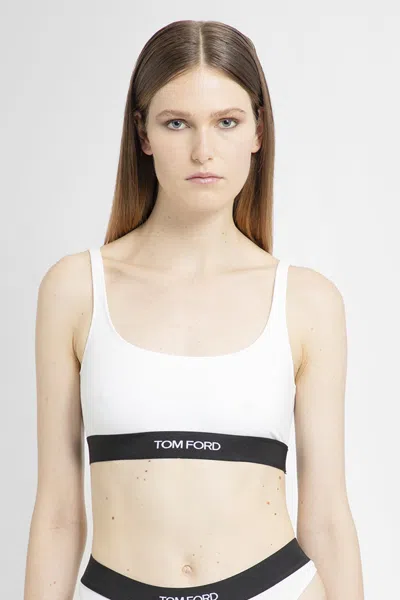 Tom Ford White And Black Bralette With Contrasting Logo Print In White