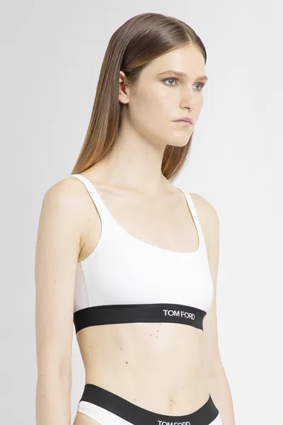 Tom Ford White And Black Bralette With Contrasting Logo Print In White