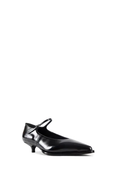 Miu Miu 35 Mary-jane Pumps In Brushed Leather In Black