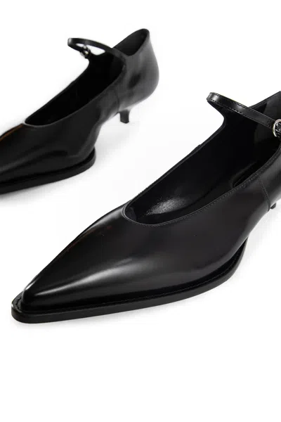 Miu Miu 35 Mary-jane Pumps In Brushed Leather In Black