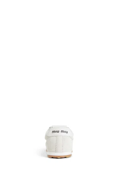 Miu Miu Plume Technical Fabric And Suede Sneakers In White