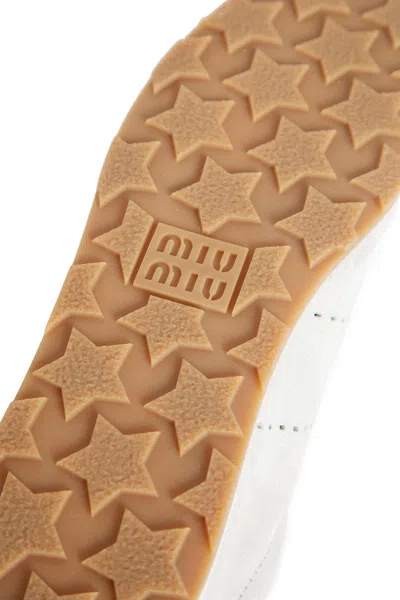 Miu Miu Plume Technical Fabric And Suede Sneakers In White