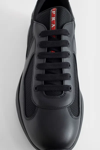 Prada Black Leather New Americas Cup Sneakers