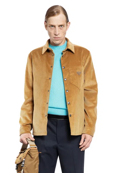 Shop Prada Man Brown Jackets