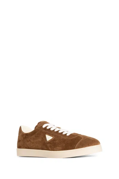 Shop Prada Man Brown Sneakers