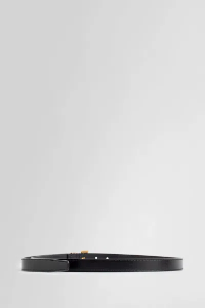 Saint Laurent Cassandre Thin Calfskin Belt Logo In Black