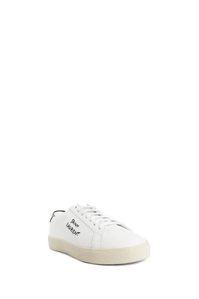 Saint Laurent Low-top Sneakers With Round Toe And Contrast Heel In White