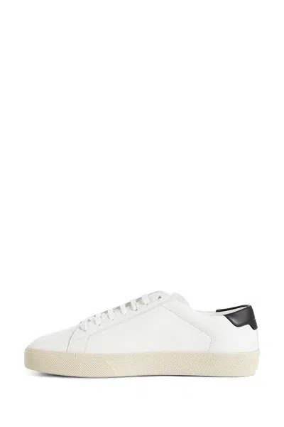 Saint Laurent Low-top Sneakers With Round Toe And Contrast Heel In White