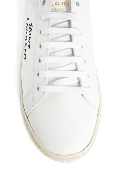 Saint Laurent Low-top Sneakers With Round Toe And Contrast Heel In White