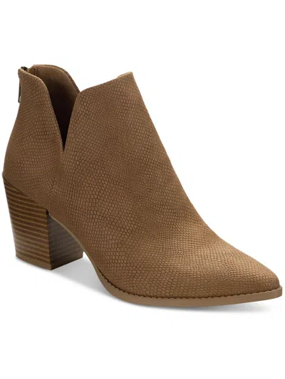 SUN + STONE ELIZA WOMENS FAUX LEATHER ALMOND TOE ANKLE BOOTS 