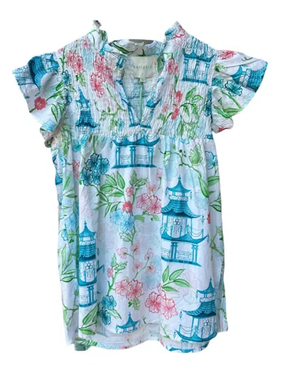 Victoria Dunn Layla Blouse In Emerald Pagoda In Multi