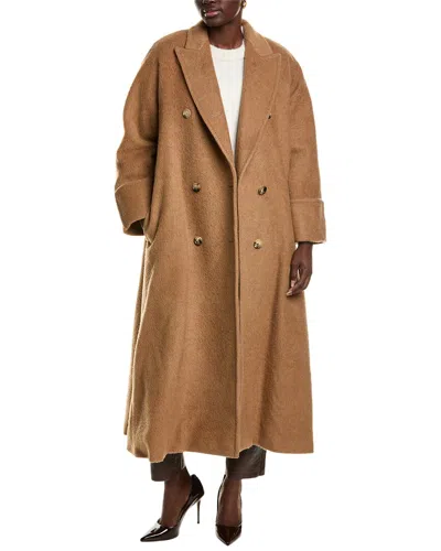 Max Mara Caronte Camel Double Breasted Long Coat In Brown