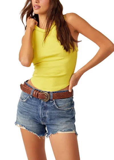Free People Kate Rib Stretch Cotton Tank In Yellow