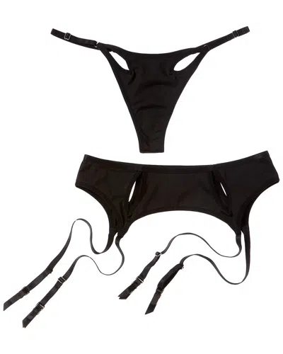 Ow Collection Calla Thong & Suspenders In Black
