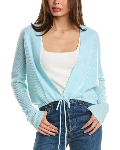 Shop Forte Cashmere Rib Drawstring Cashmere Cardigan In Blue