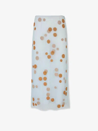 Fendi Tulle Skirt With All-over Macro Polka-dot Motif In Blue