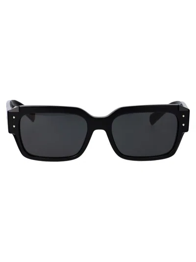 Dolce & Gabbana Sharped Rectangle-frame Sunglasses In Black