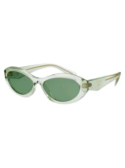 Prada Sunglasses In 14r20e Transparent Mint
