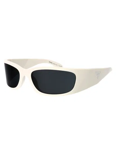 Prada Symbole Wraparound-frame Sunglasses In 1425s0 Talc