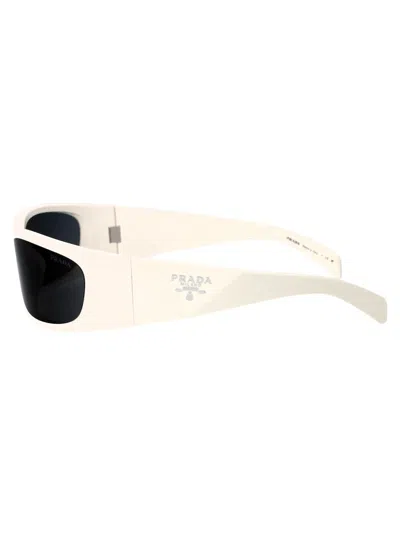 Prada Symbole Wraparound-frame Sunglasses In 1425s0 Talc