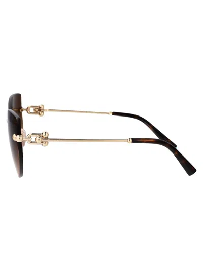 Tiffany & Co Geometric Frame Sunglasses In 62013b Pale Gold