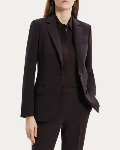 Theory Admiral Crepe One-button Staple Blazer In Brown