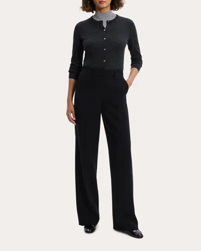 Theory U Terena K. Preci Clean Front Wide Leg Pants In Black