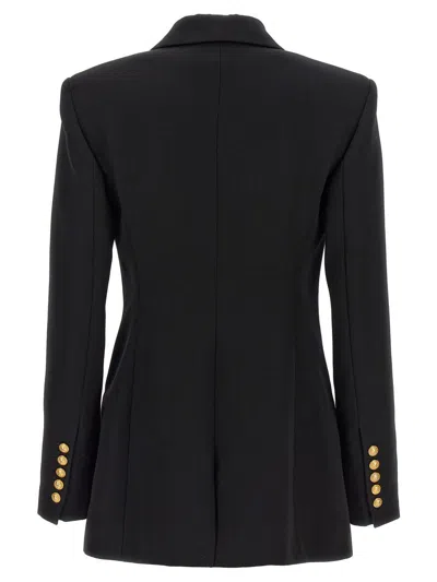 Balmain Logo Button Double-breasted Blazer In Black