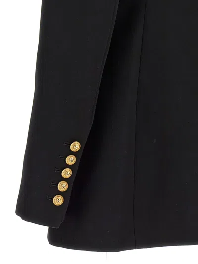 Balmain Logo Button Double-breasted Blazer In Black