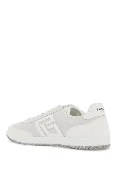 Balmain Swan Sneakers In Suede And Smooth Calfskin In White