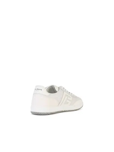 Balmain Swan Sneakers In Suede And Smooth Calfskin In White