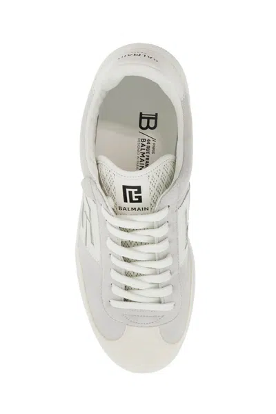 Balmain Swan Sneakers In Suede And Smooth Calfskin In White