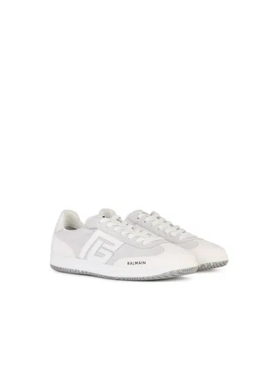 Balmain Swan Sneakers In Suede And Smooth Calfskin In White
