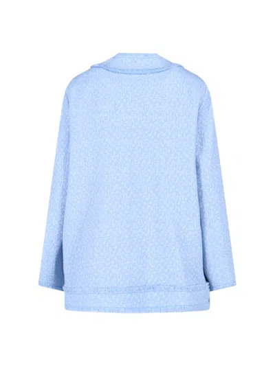Dolce & Gabbana Light Blue Single-breasted Jacket With Logo Detail On Buttons In Cotton Blend Woman In Blue