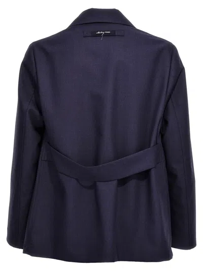 Fendi Single-breasted Jacket With No Visible External Buttons In Blue