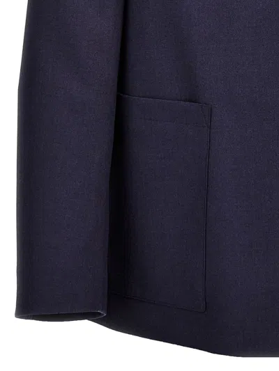 Fendi Single-breasted Jacket With No Visible External Buttons In Blue