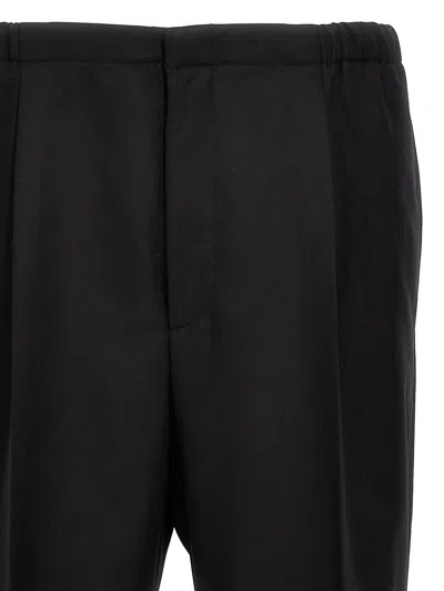 Fendi Pantalone In Misto Cotone E Canapa In Black