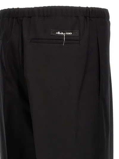 Fendi Pantalone In Misto Cotone E Canapa In Black