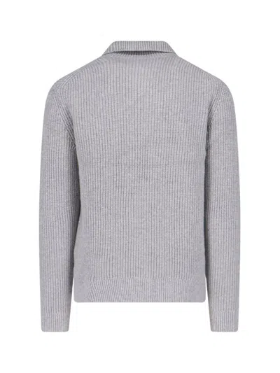Jw Anderson Jwa Cotton Blend Half Zip Sweater In Grey