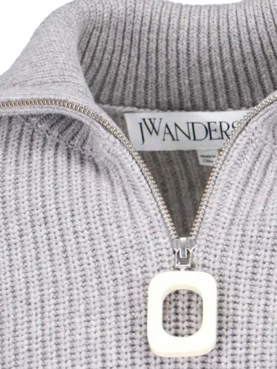 Jw Anderson Jwa Cotton Blend Half Zip Sweater In Grey