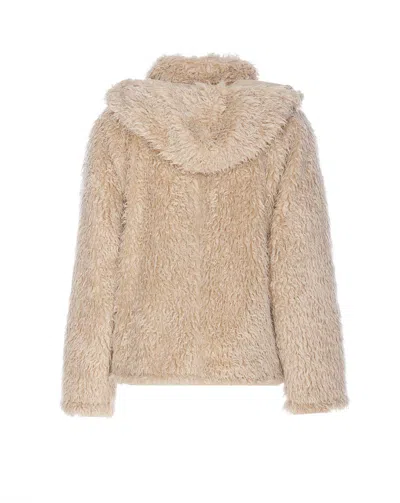 Marni Giacca In Ecopelliccia Con Cappuccio Removibile In White