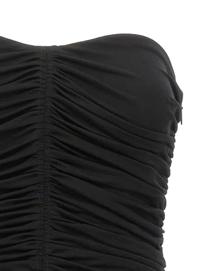 Saint Laurent Strapless Ruched Crepe-jersey Bustier Top In Black