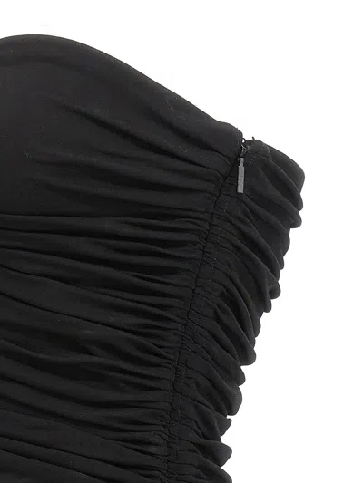 Saint Laurent Strapless Ruched Crepe-jersey Bustier Top In Black