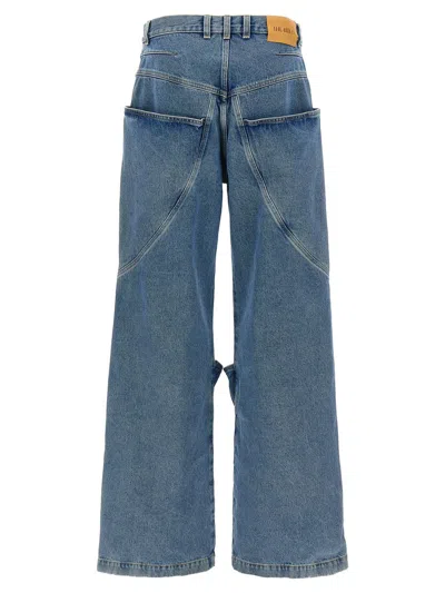 Attico Sky Blue Baggy Jeans With Large Pockets In Blue