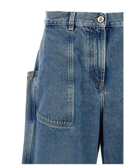 Attico Sky Blue Baggy Jeans With Large Pockets In Blue