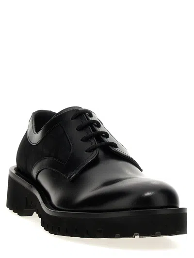Valentino Garavani Derby Toile Loafers In Black